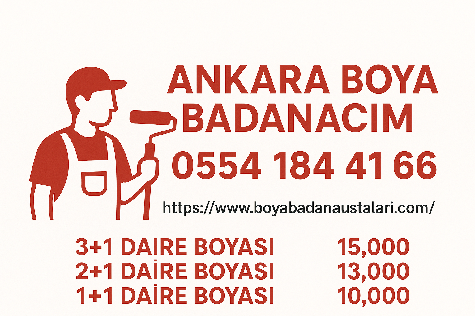 pursaklar boya badana 3+1 ev boyama 15,000 tl