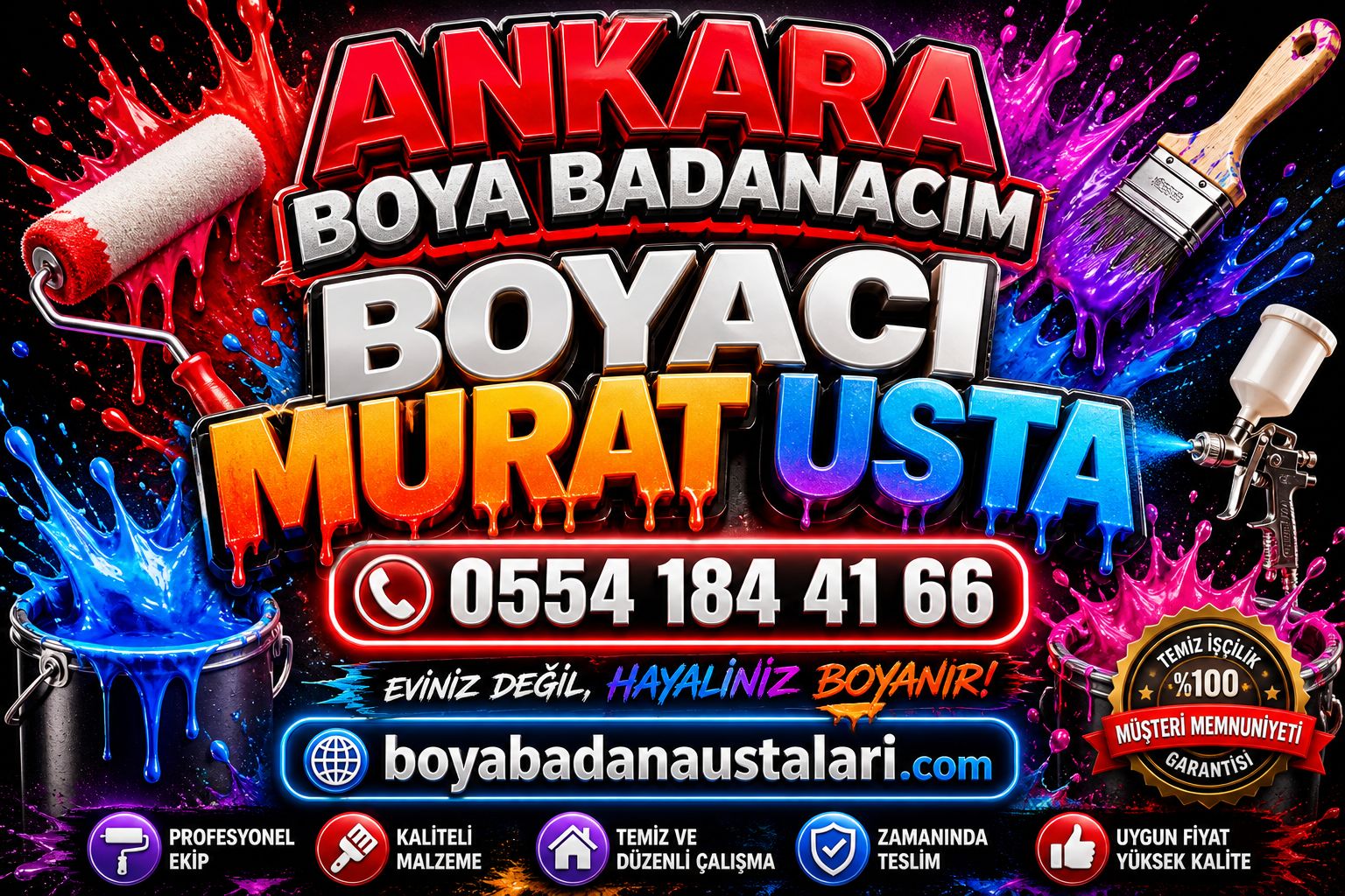 yenimahalle boya badana 3+1 ev boyama 20,000tl